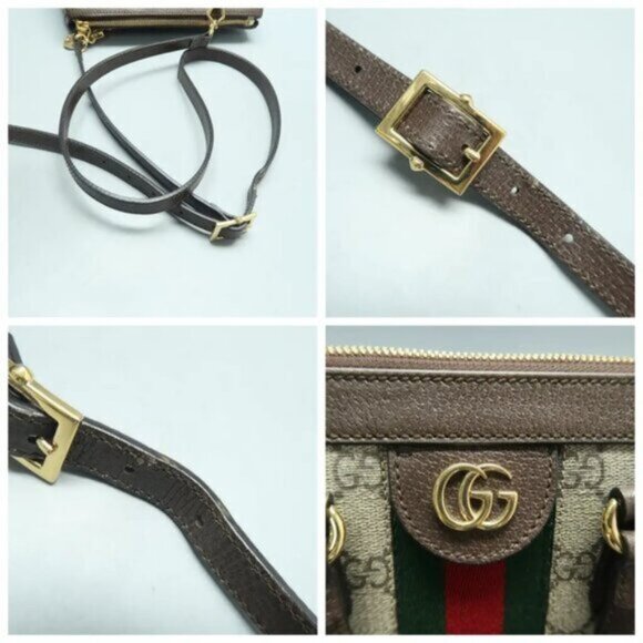 GUCCI Ophidia Brown Canvas Satchel Bag 950-100225 - Picture 9 of 12